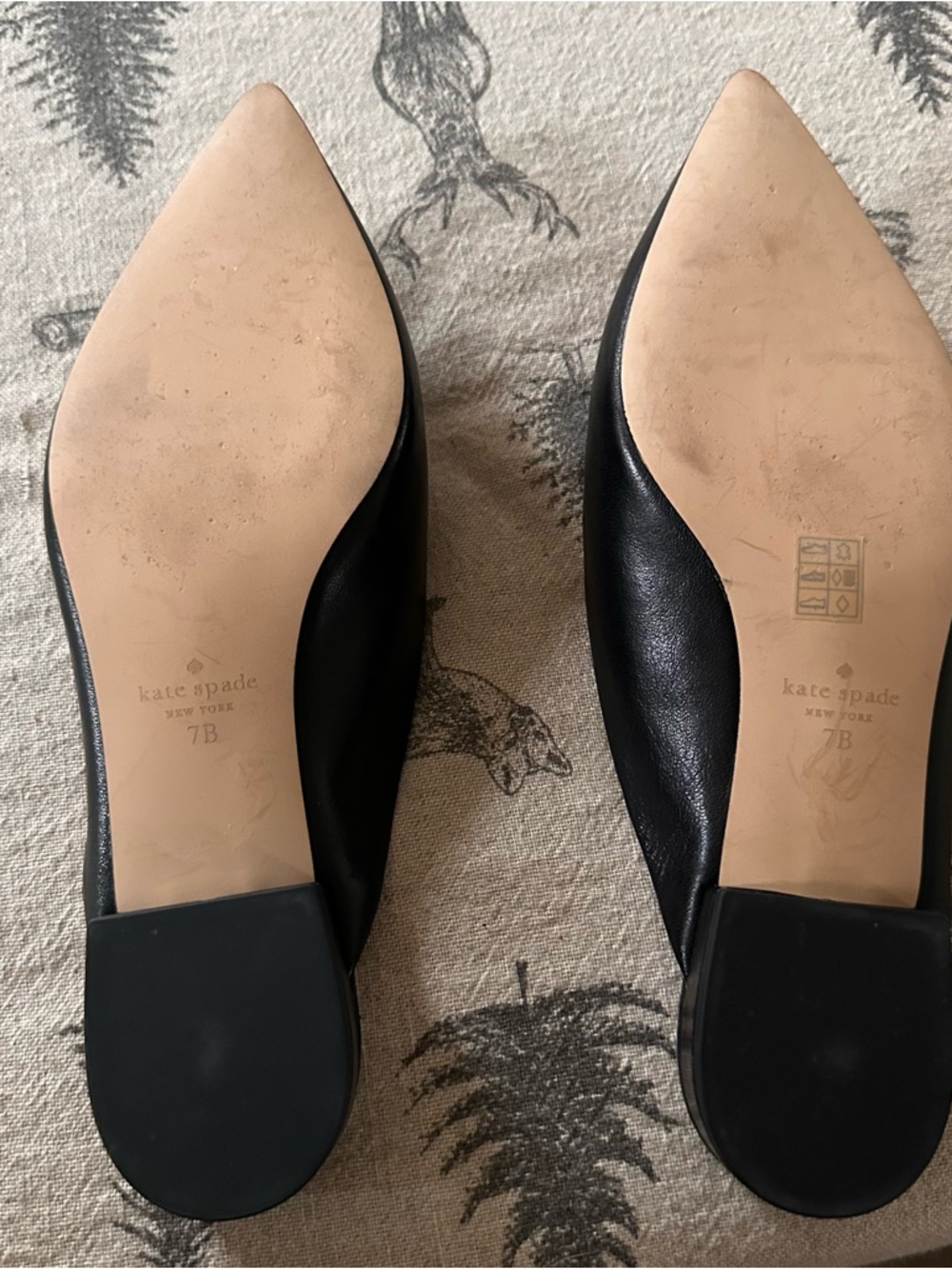 kate spade Black Pointed-Toe Heart Ballet Flats - Picture 4 of 6